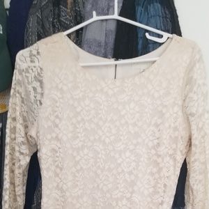 Lace, Ivory Fitted, Midi Dress